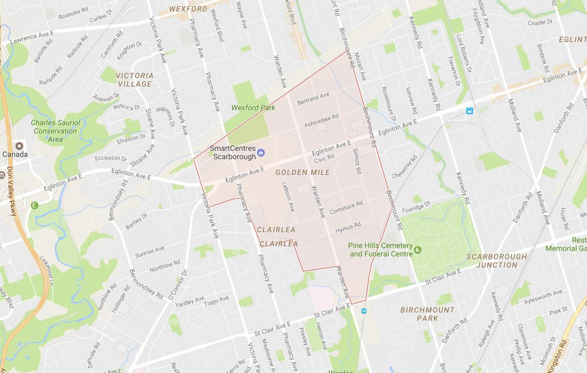 Mapa da Golden Mile bairro de Toronto