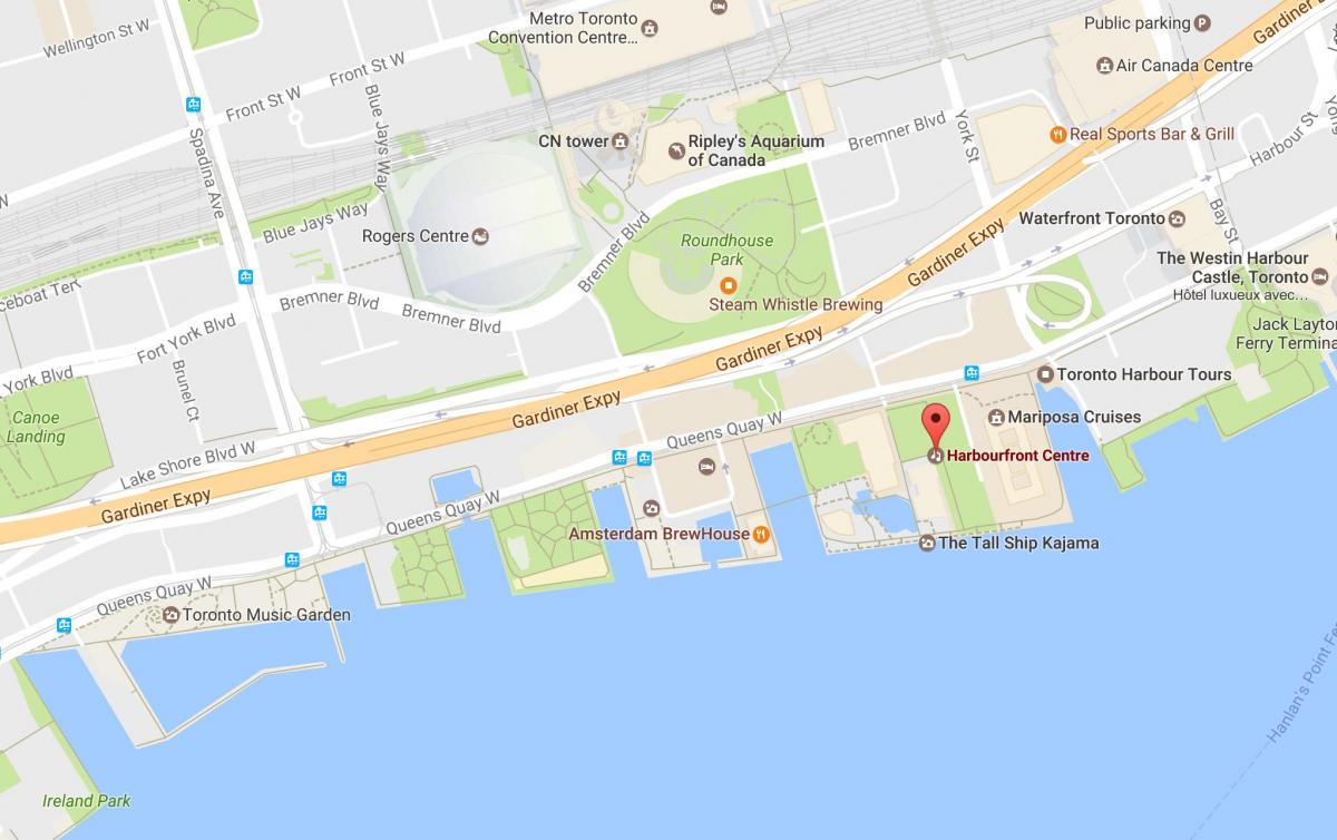 Mapa de Harbourfront bairro de Toronto