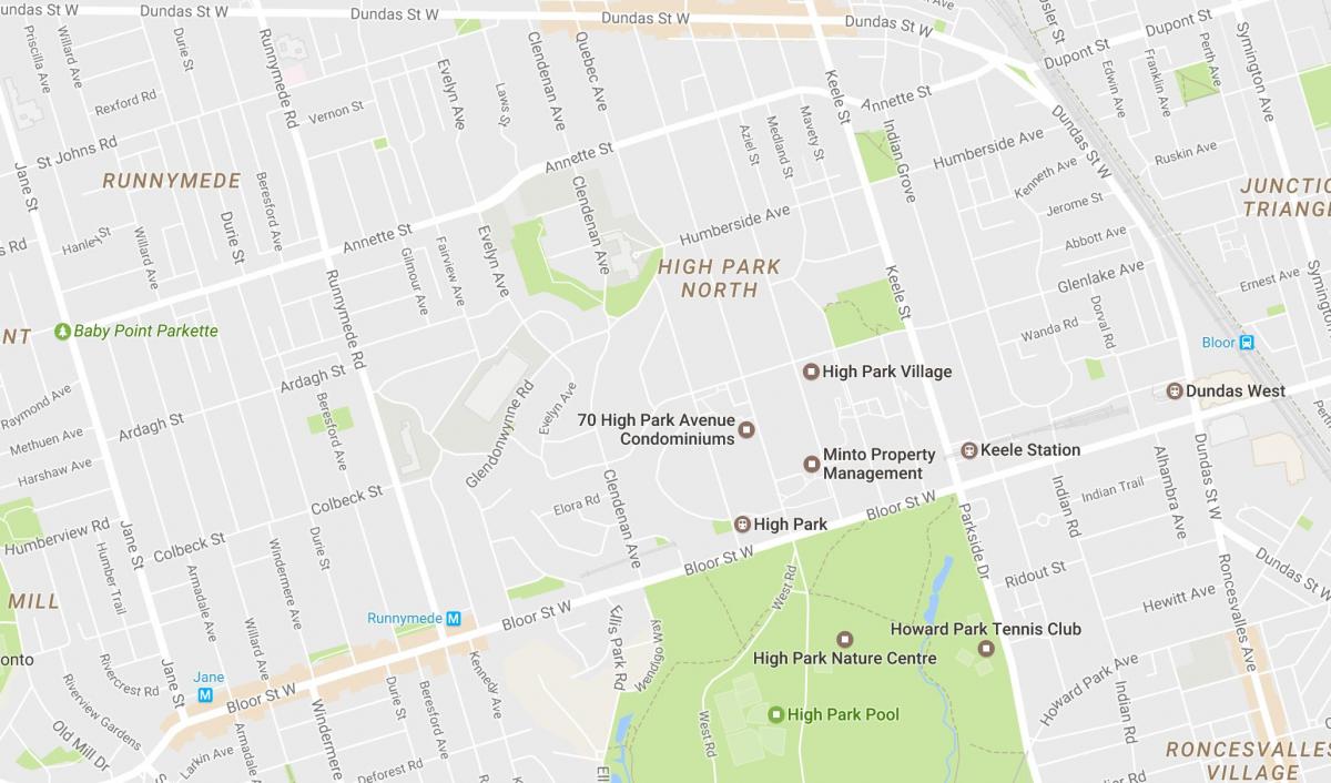 Mapa de High Park, bairro de Toronto