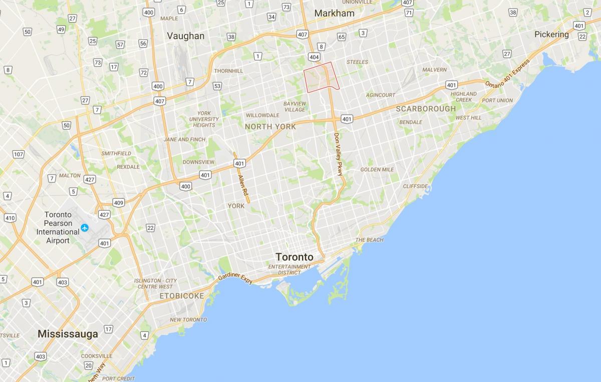 Mapa de Hillcrest Aldeia do distrito de Toronto
