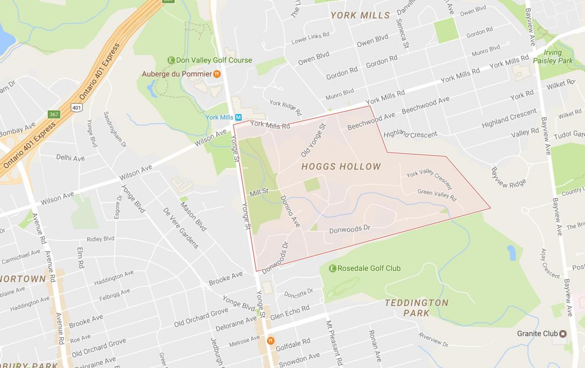 Mapa de Hoggs Oco bairro de Toronto