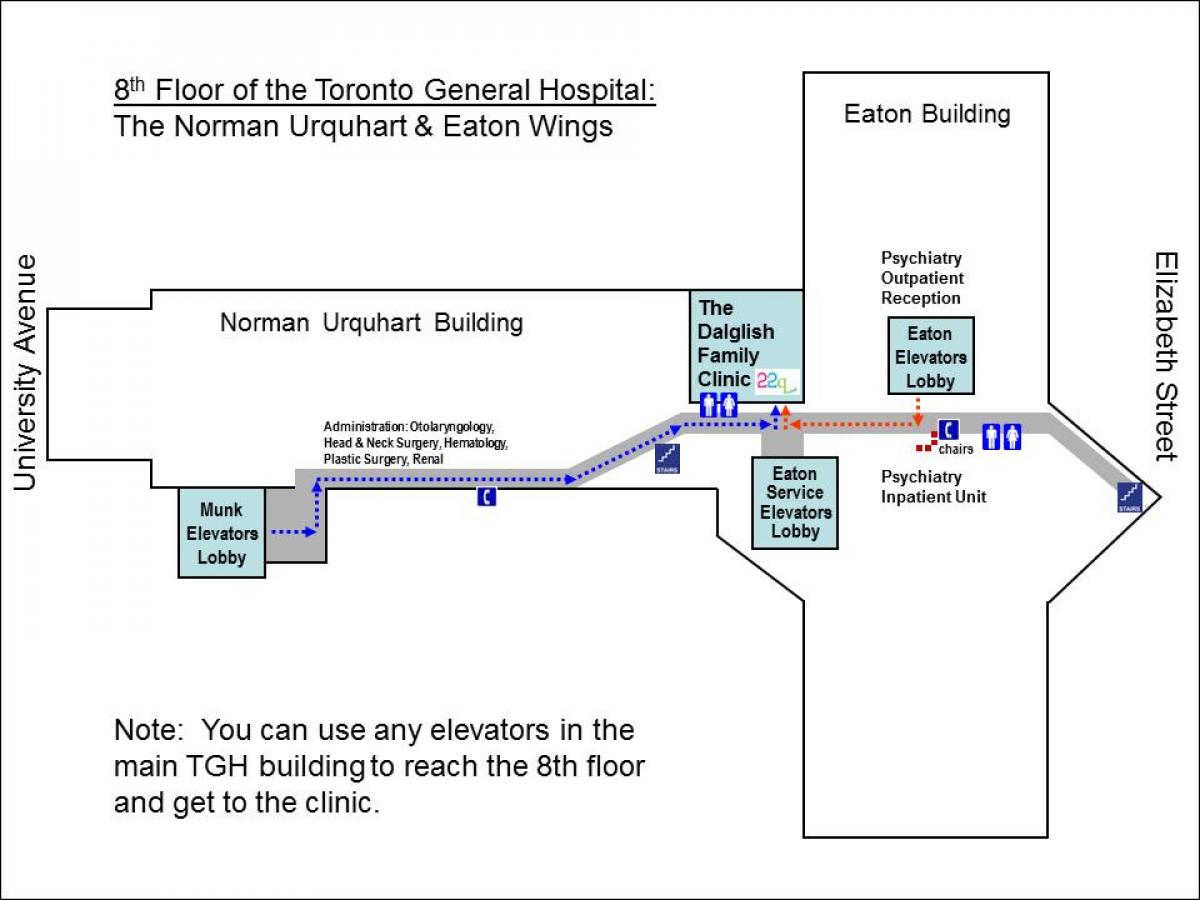 Mapa do Hospital Geral de 8 º andar de Toronto