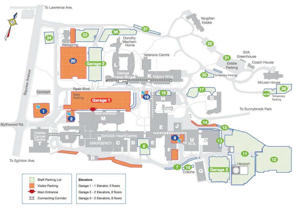 Mapa do Hospital Sunnybrook