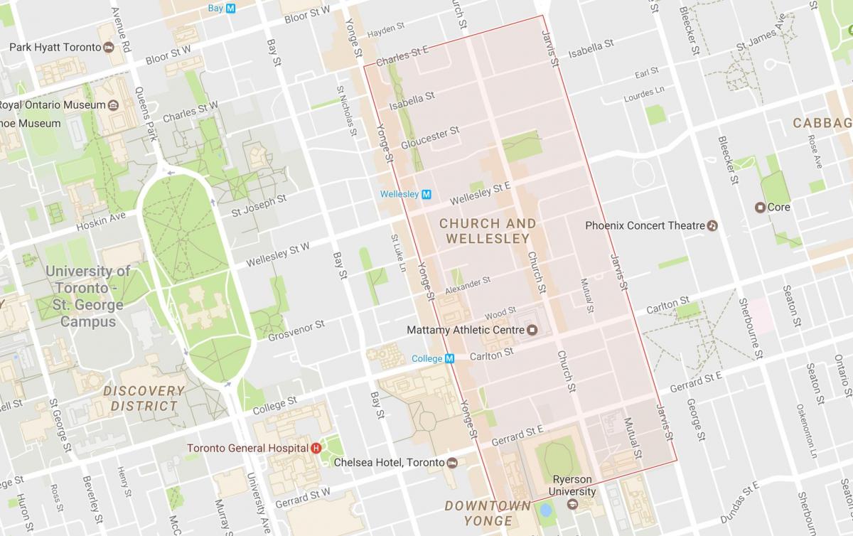 Mapa da Igreja e Wellesley bairro de Toronto