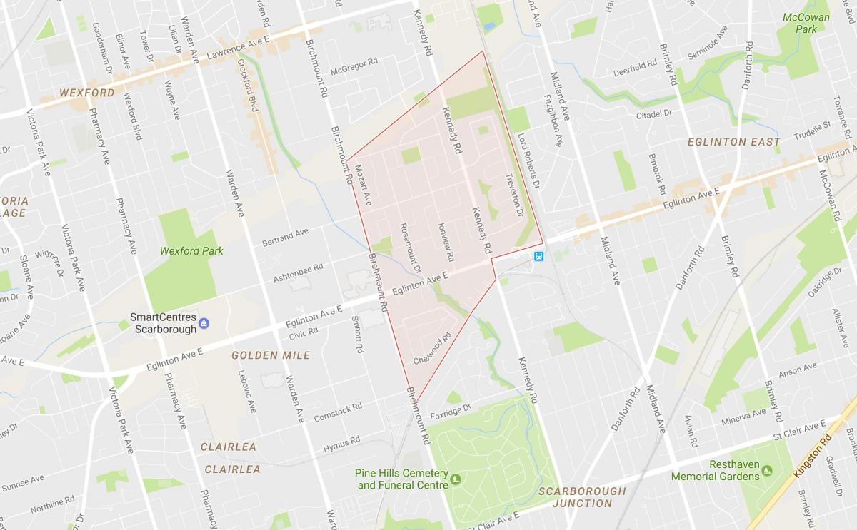 Mapa de Ionview bairro de Toronto