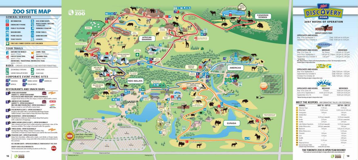 Mapa do jardim zoológico de Toronto