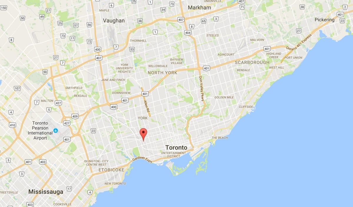 Mapa da Junção Triângulo distrito de Toronto
