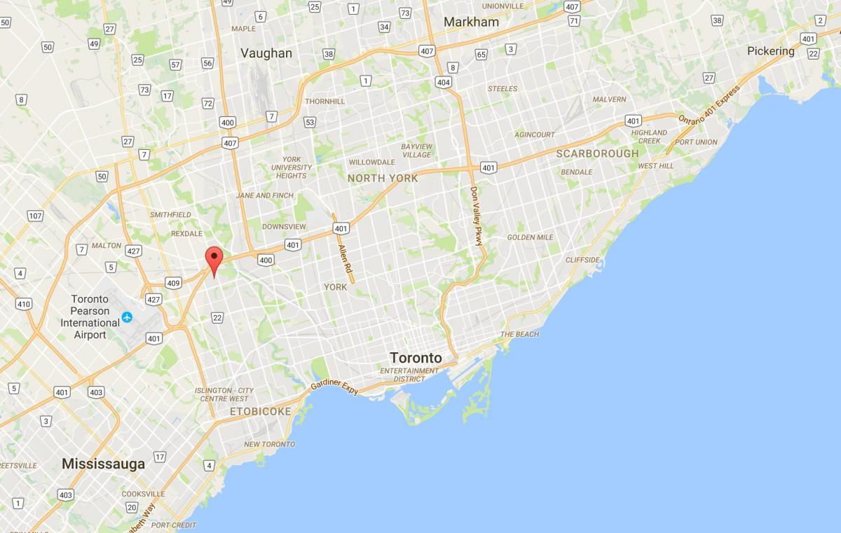 Mapa da Kingsview Aldeia do distrito de Toronto