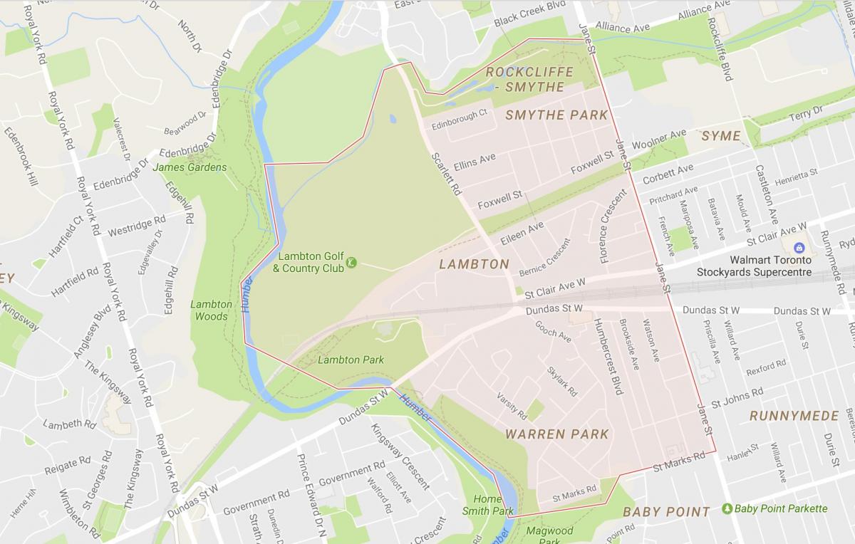 Mapa de Lambton bairro de Toronto