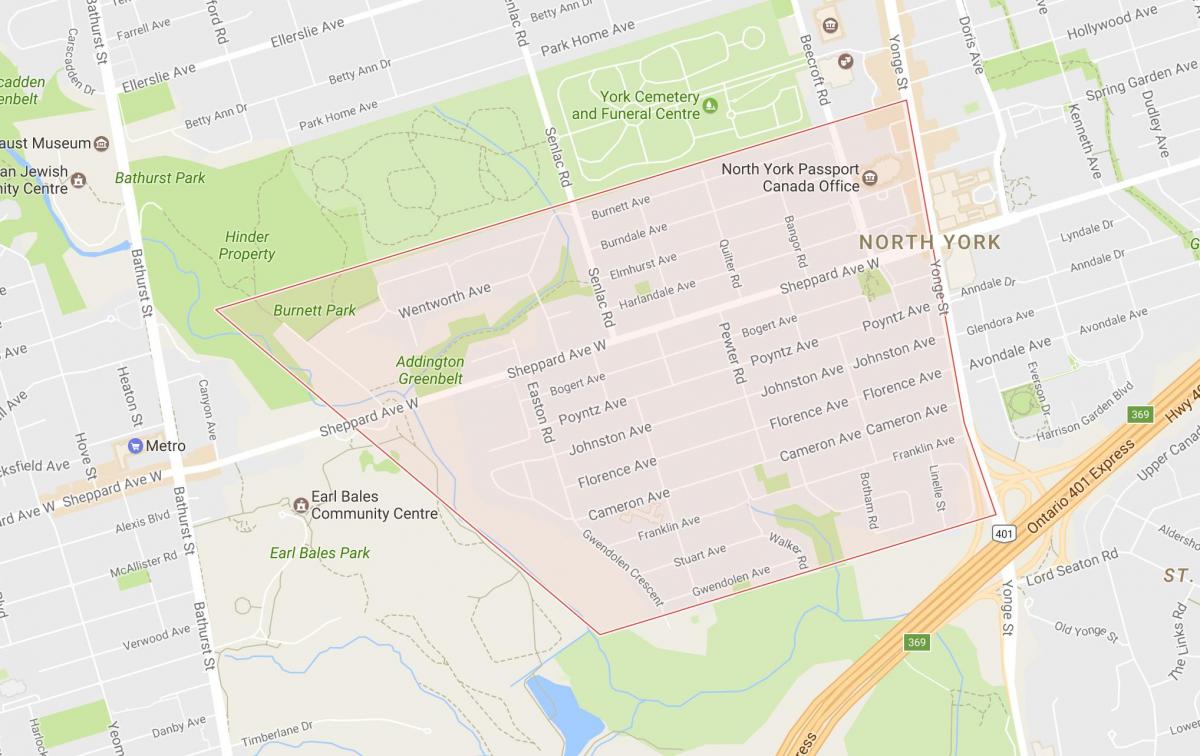 Mapa de Lansing bairro de Toronto