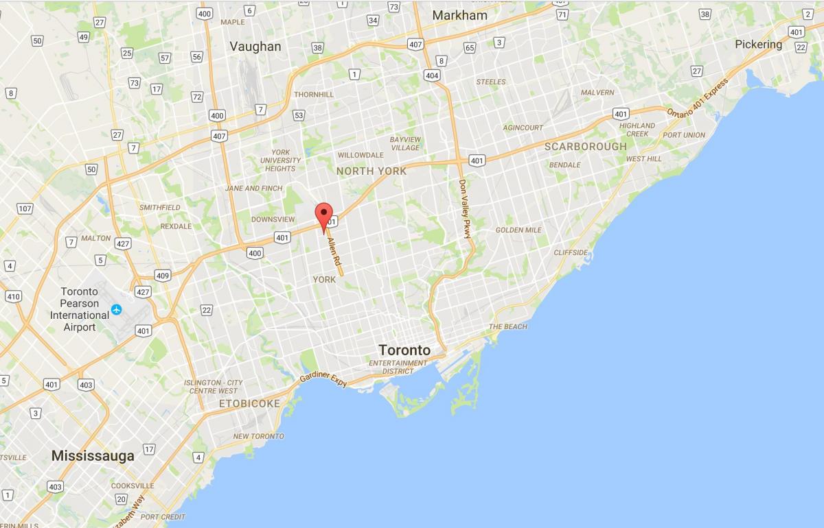 Mapa de Lawrence Alturas distrito de Toronto