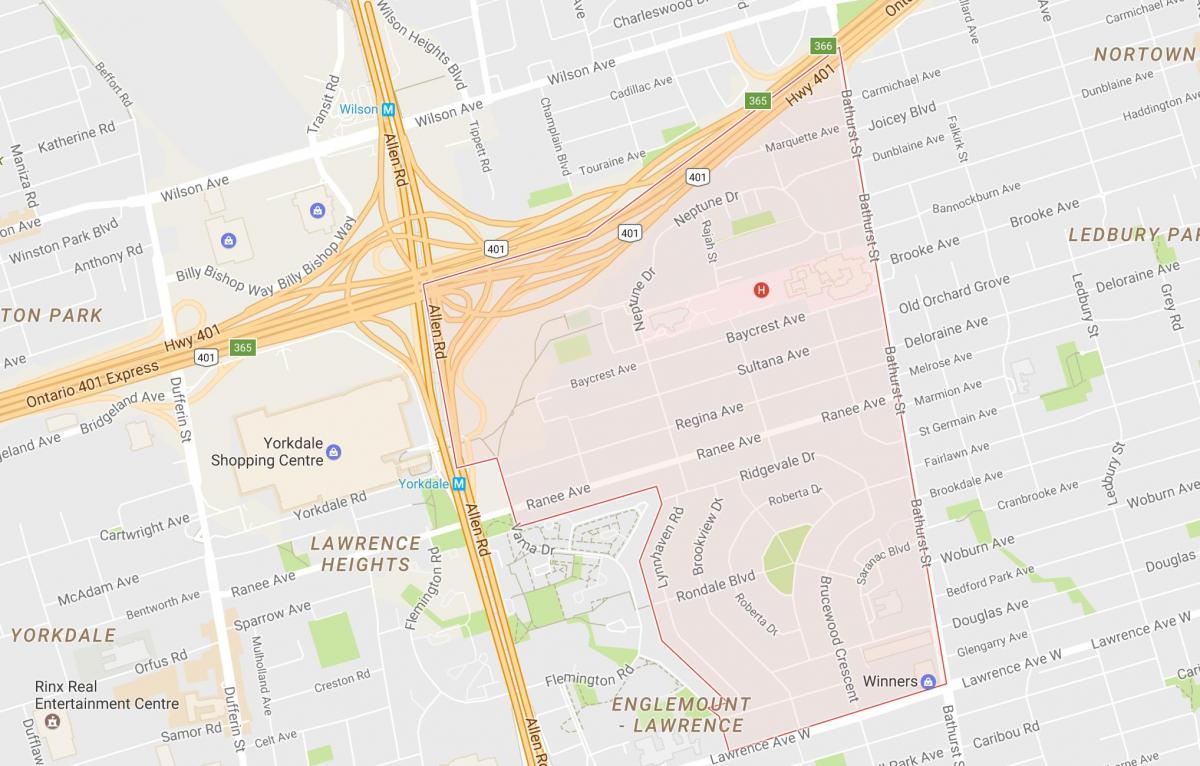 Mapa de Lawrence Mansão do bairro de Toronto