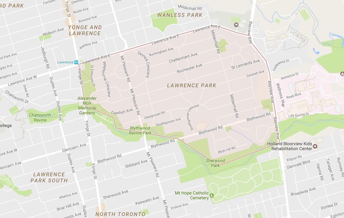 Mapa de Lawrence Parque bairro de Toronto