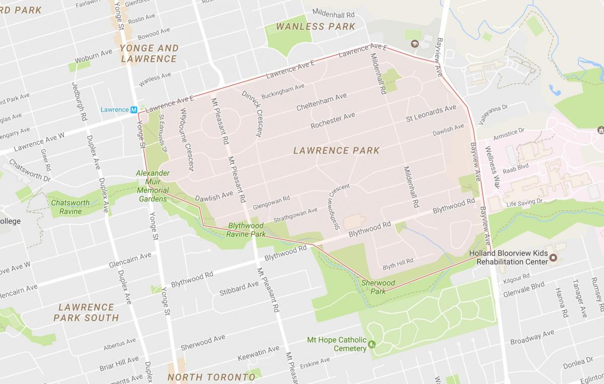 Mapa de Lawrence Parque bairro de Toronto