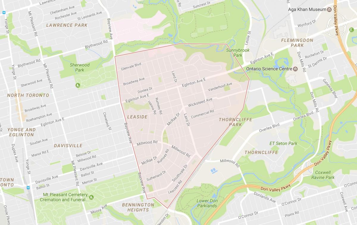 Mapa de Leaside bairro de Toronto