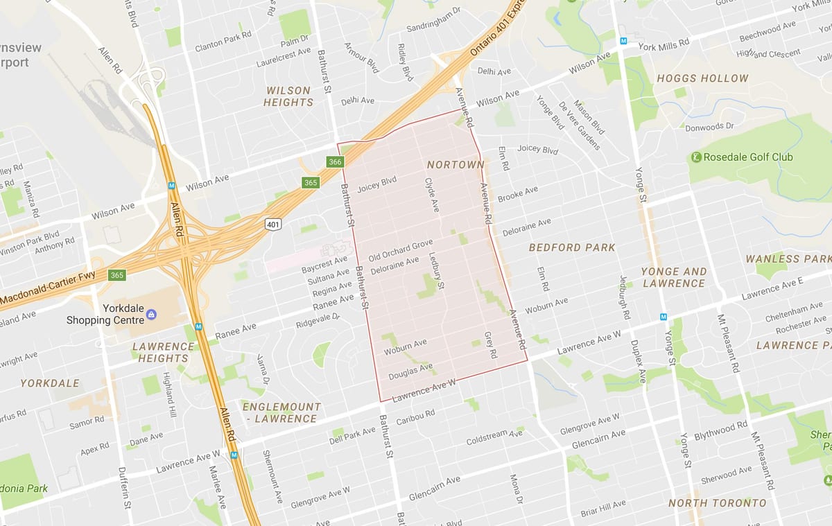 Mapa de Ledbury Parque bairro de Toronto