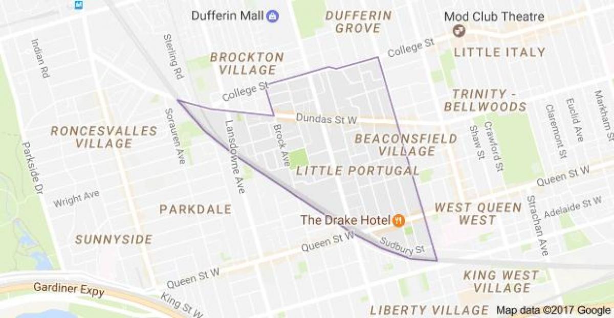 Mapa de Little Portugal em Toronto