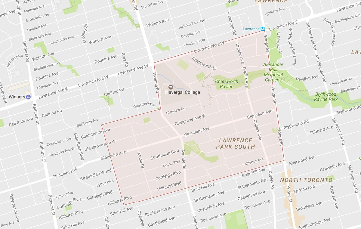 Mapa de Lytton Parque bairro de Toronto