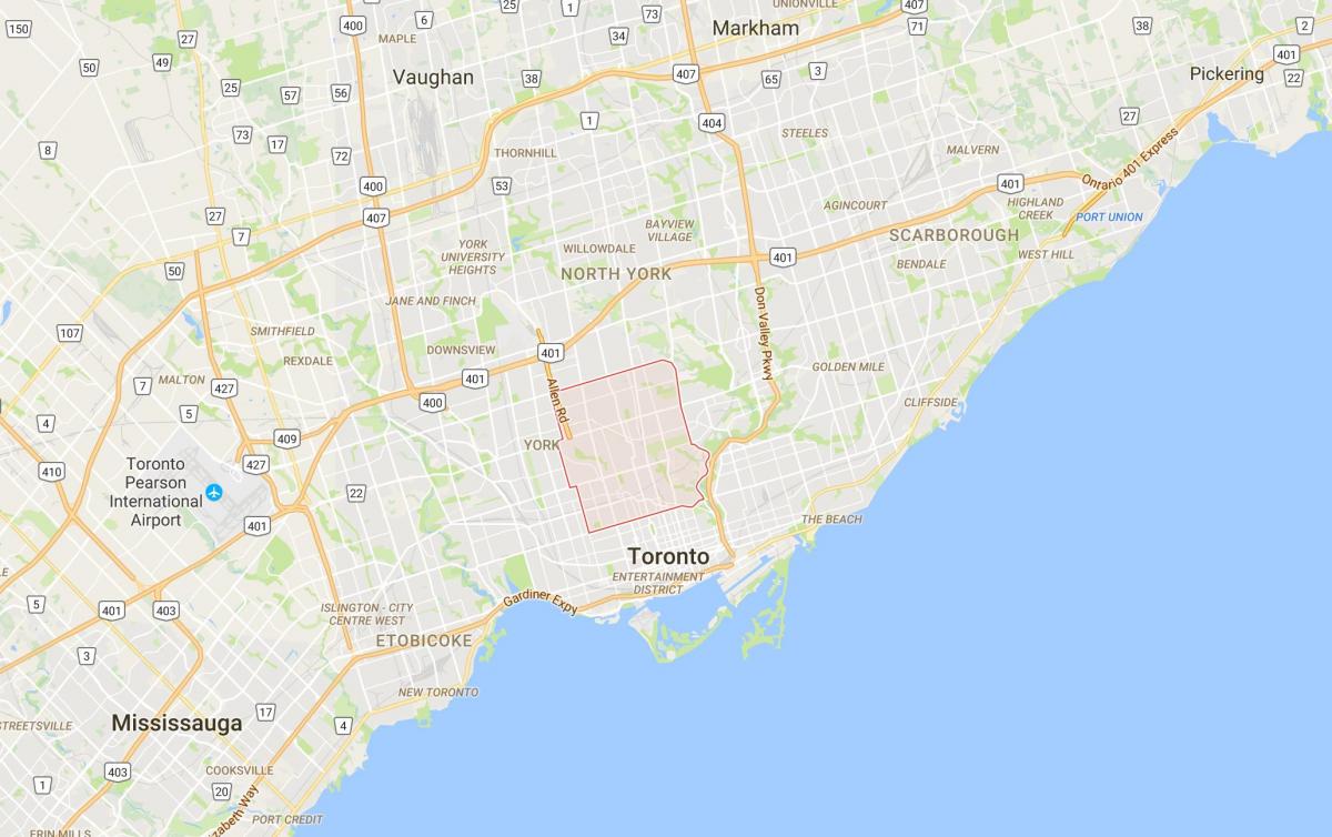 Mapa do centro da cidade de distrito de Toronto