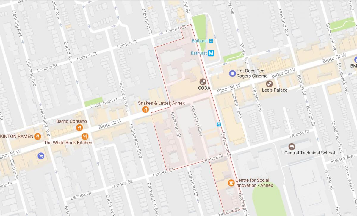 Mapa de Mirvish Aldeia bairro de Toronto