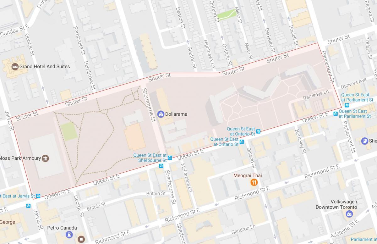 Mapa de Musgo Parque bairro de Toronto