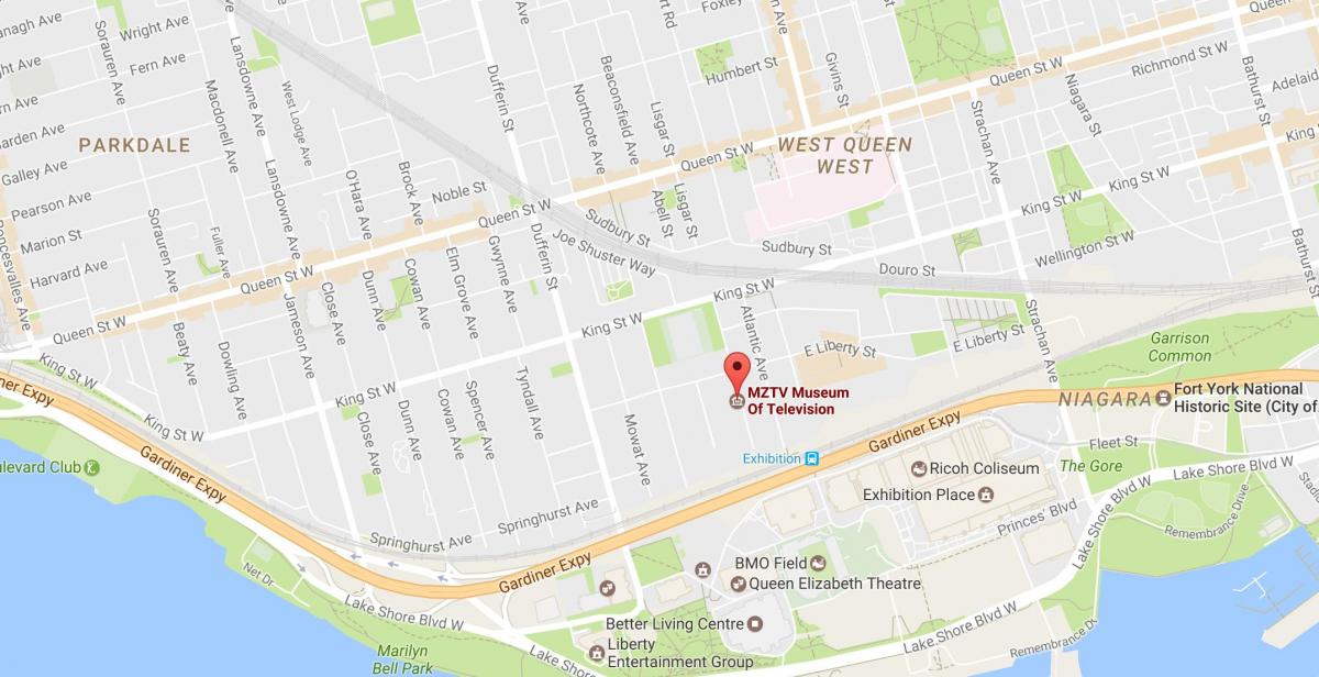 Mapa de MZTV museu da televisão Toronto