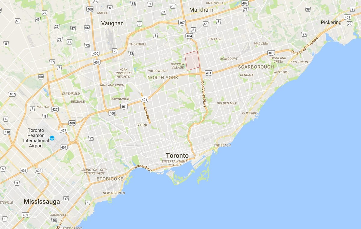 Mapa de Don Valley Aldeia do distrito de Toronto