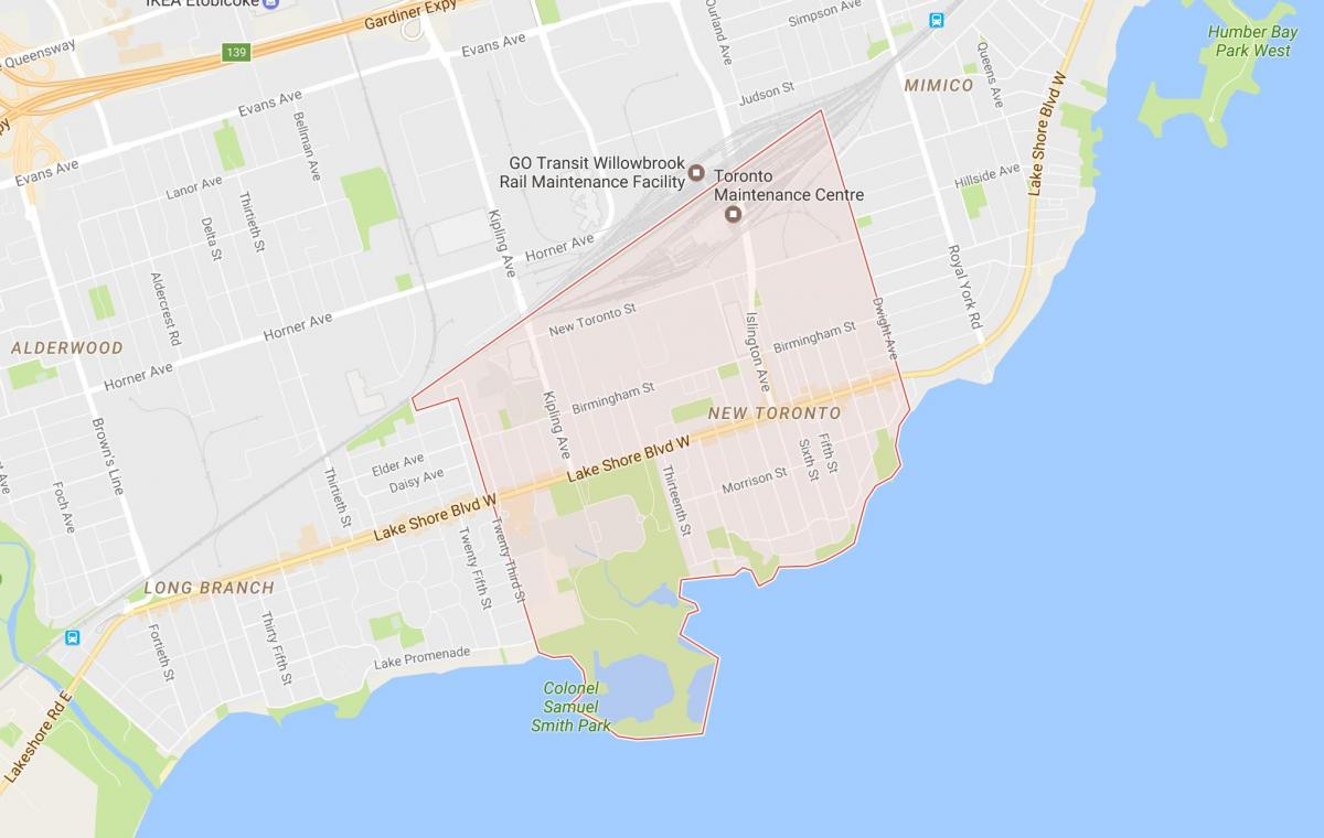Mapa de Nova Toronto bairro de Toronto