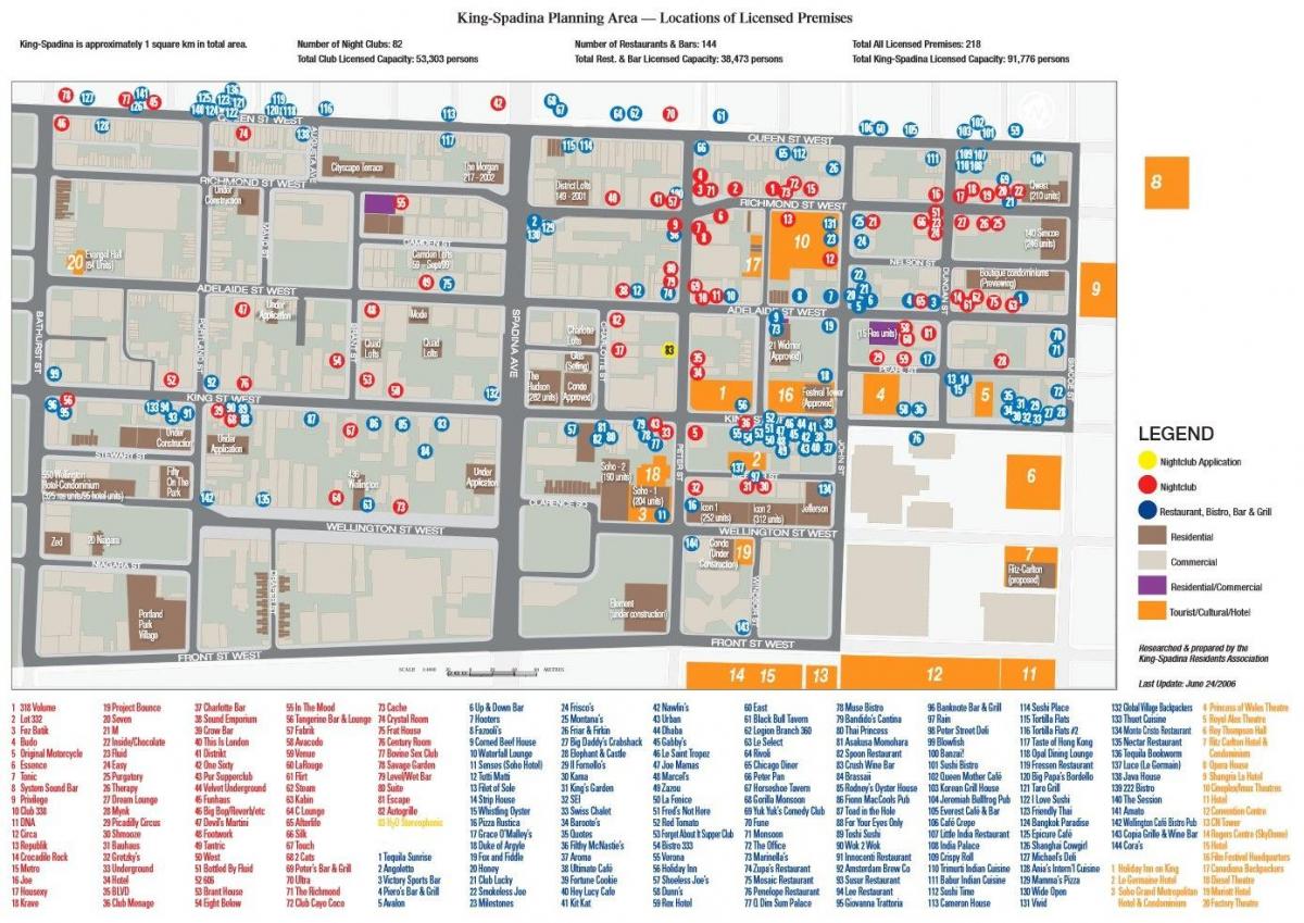Mapa do Distrito de Entretenimento de Toronto informações