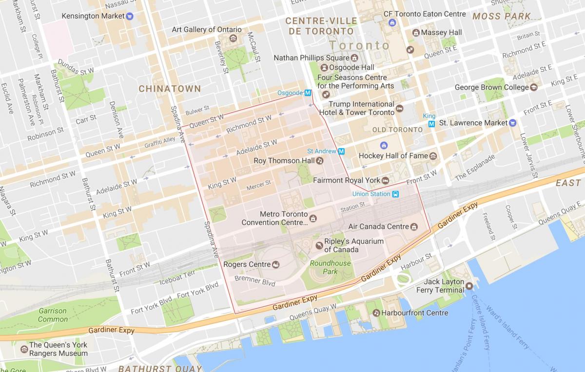 Mapa do Distrito de Entretenimento bairro de Toronto