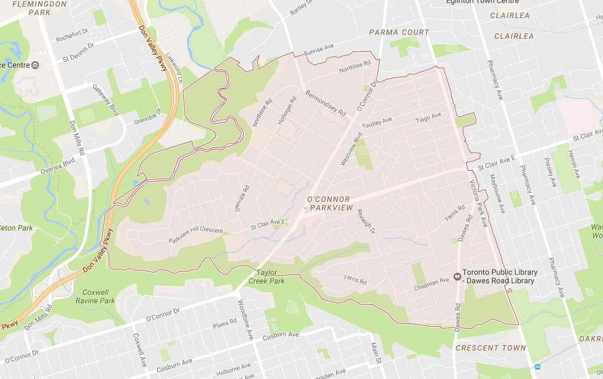 Mapa da Amarra Caminho do bairro de Toronto
