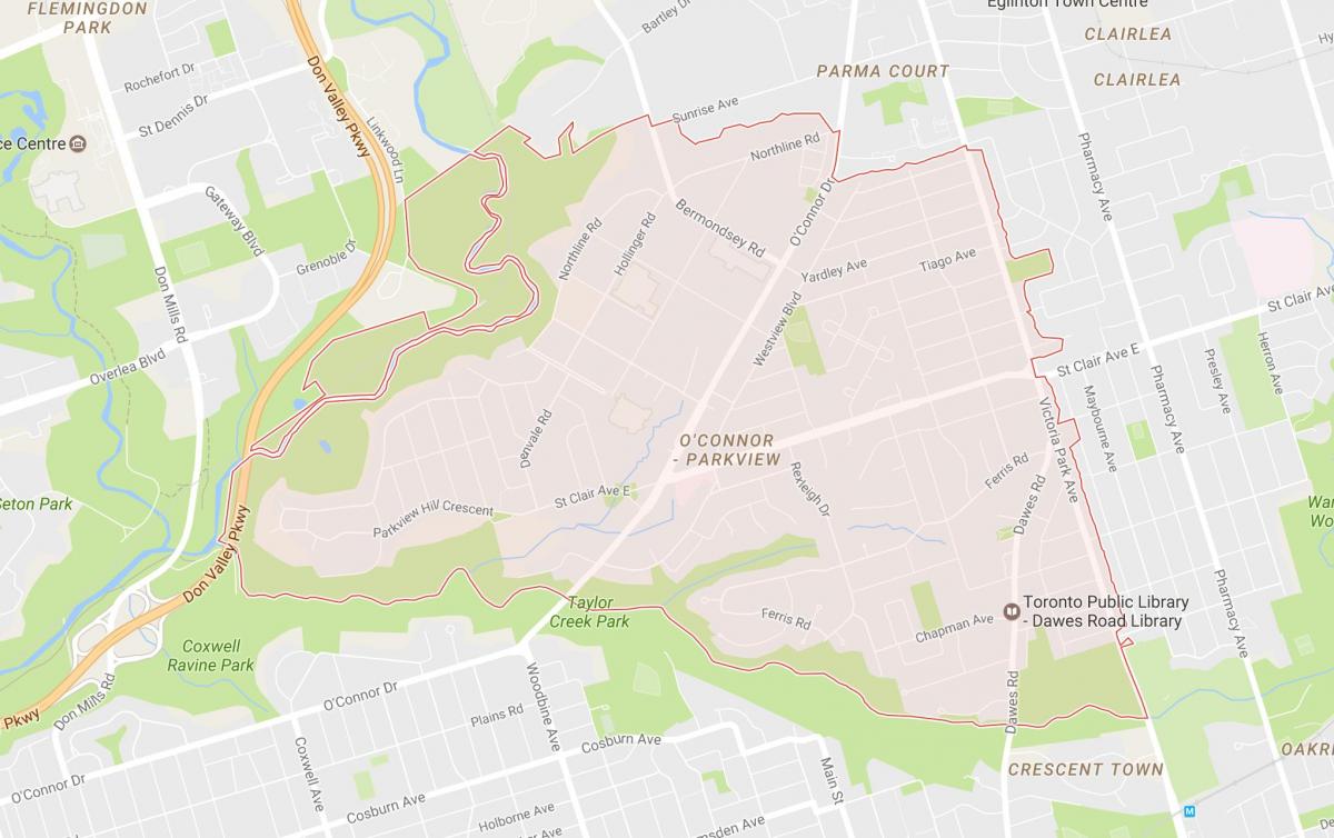 Mapa da Amarra Caminho do bairro de Toronto