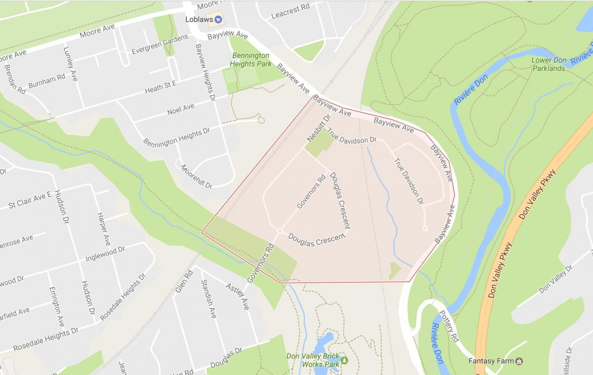 Mapa do Governador Ponte do bairro de Toronto