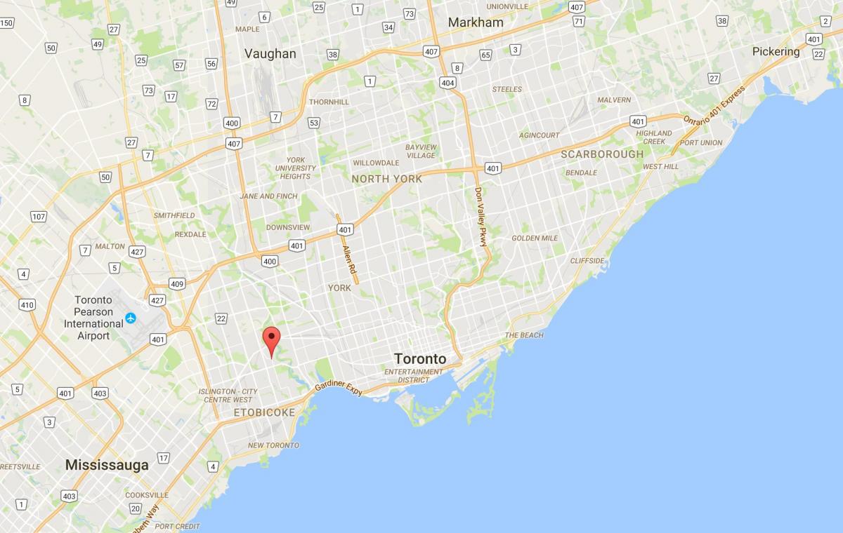 Mapa da Kingsway distrito de Toronto