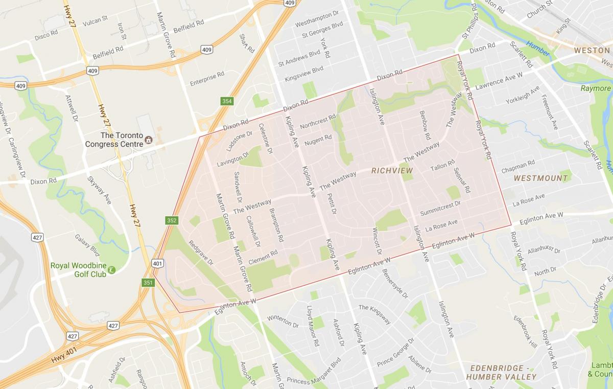 Mapa do Richview bairro de Toronto