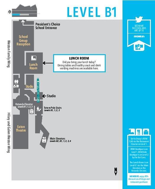 Mapa do Royal Ontario Museum, nível B1