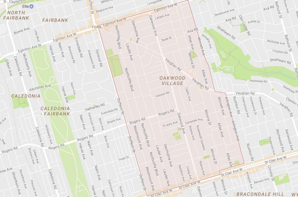 Mapa de Oakwood–Vaughan bairro de Toronto