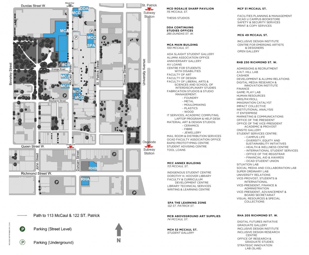 Mapa do OCAD University de Toronto