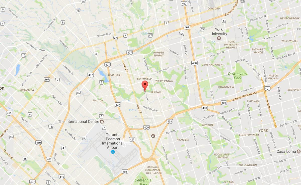 Mapa de West Humber-Clairville bairro de Toronto