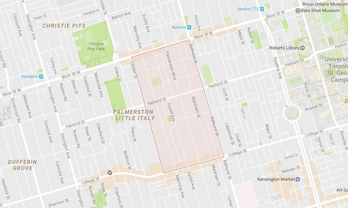 Mapa de Palmerston bairro de Toronto