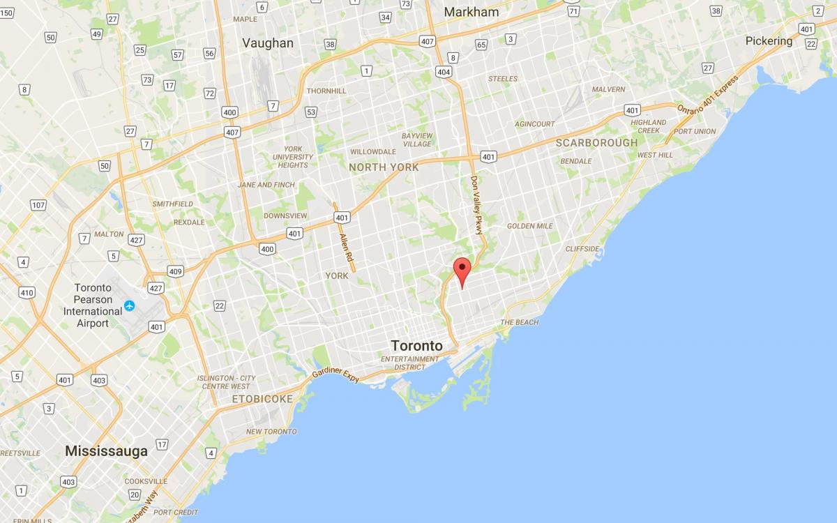 Mapa de Pape Aldeia do distrito de Toronto