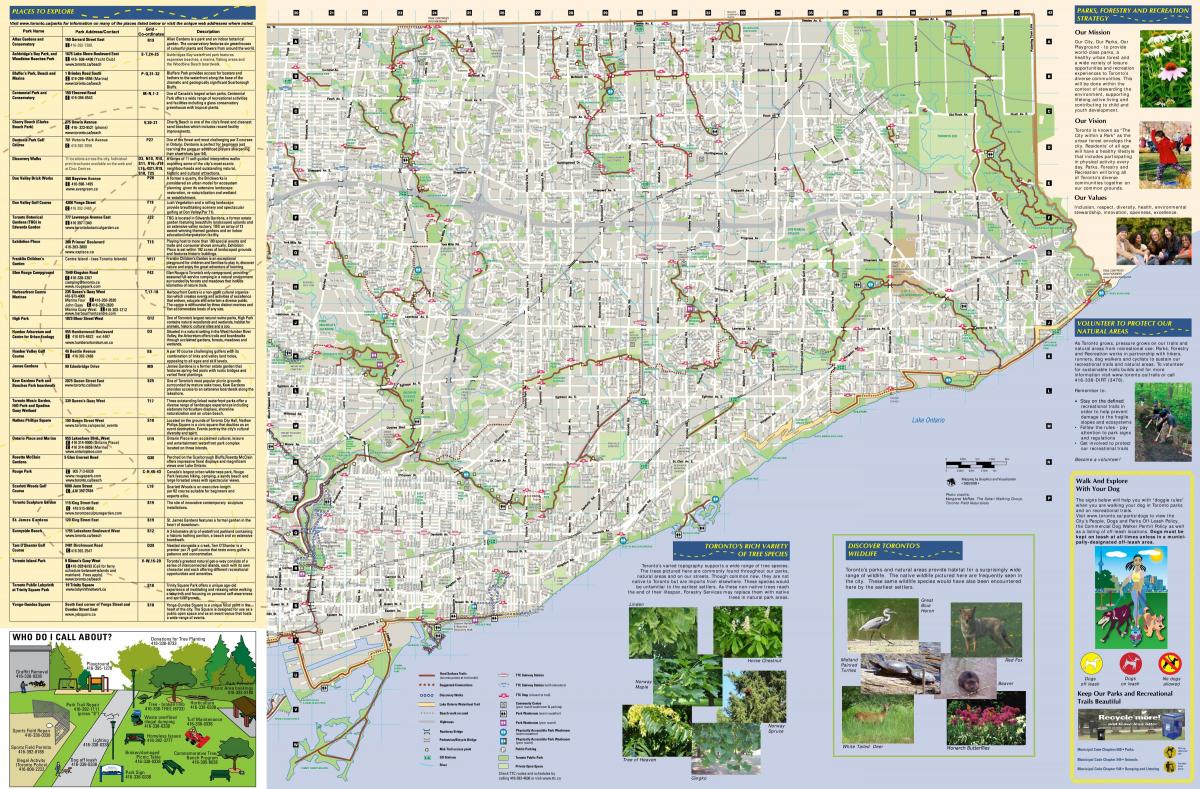 Mapa de parques e trilhas para caminhada East Toronto
