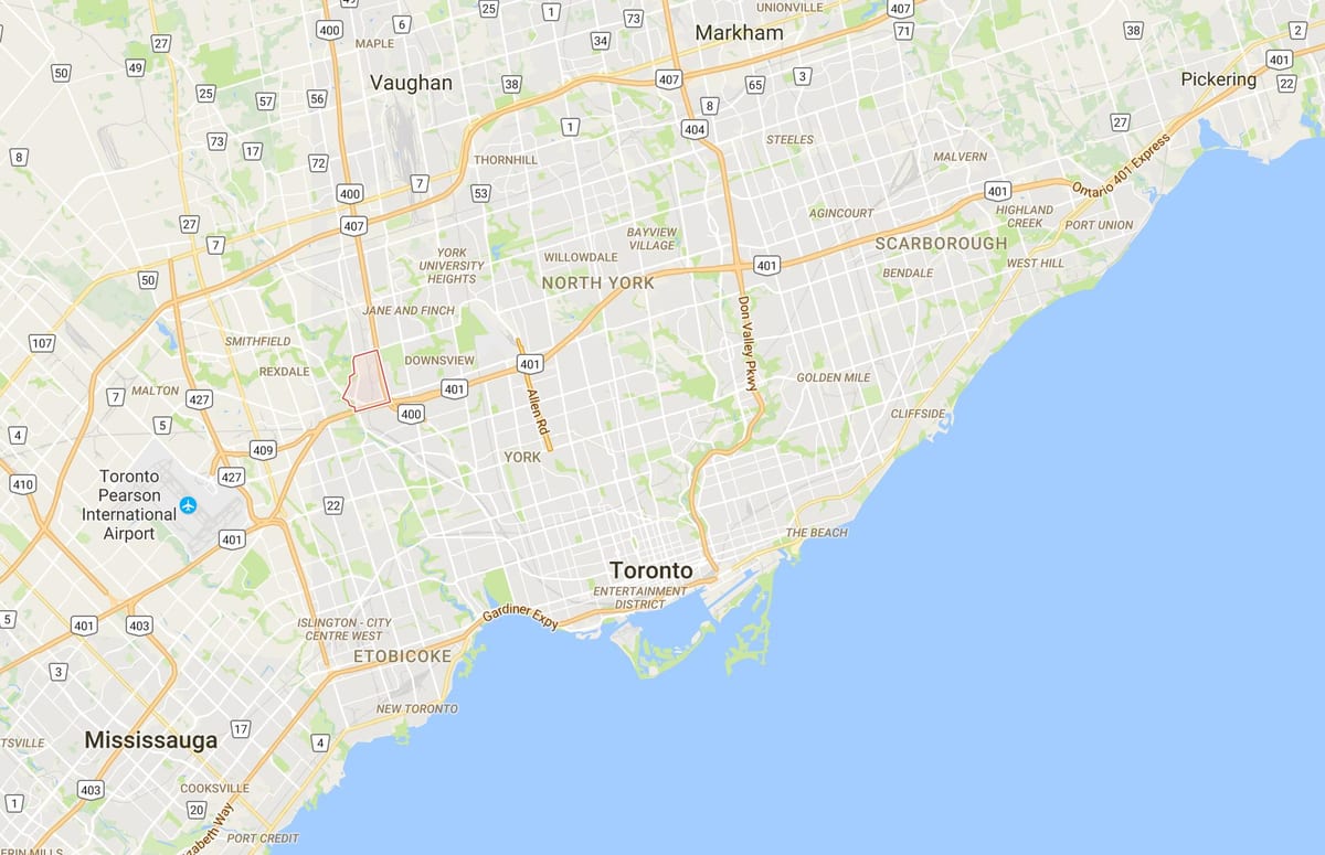Mapa de Pelmo Park – Humberlea distrito de Toronto