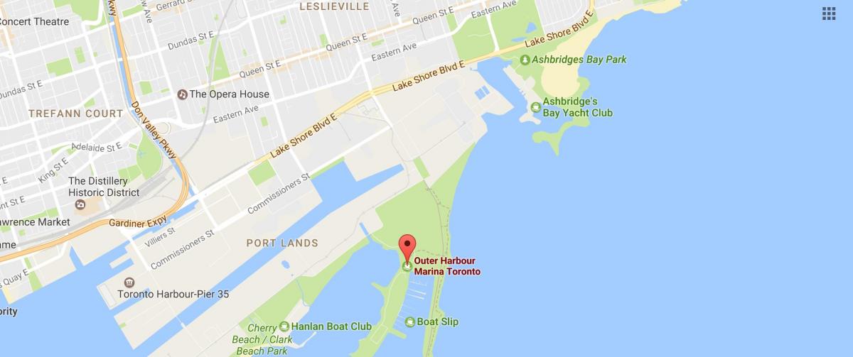 Mapa do porto Exterior, marina Toronto
