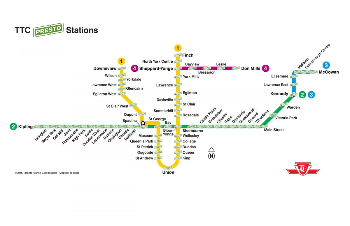 Mapa do presto estações de TTC