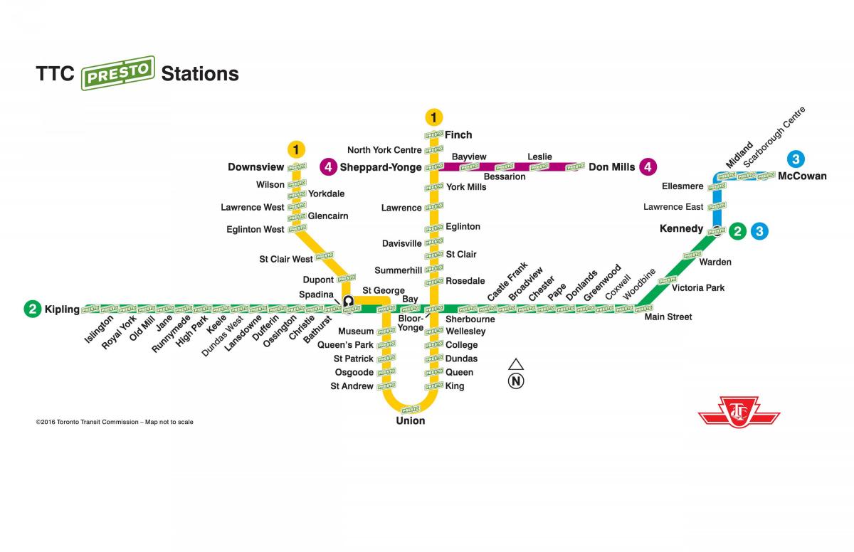 Mapa do presto estações de TTC