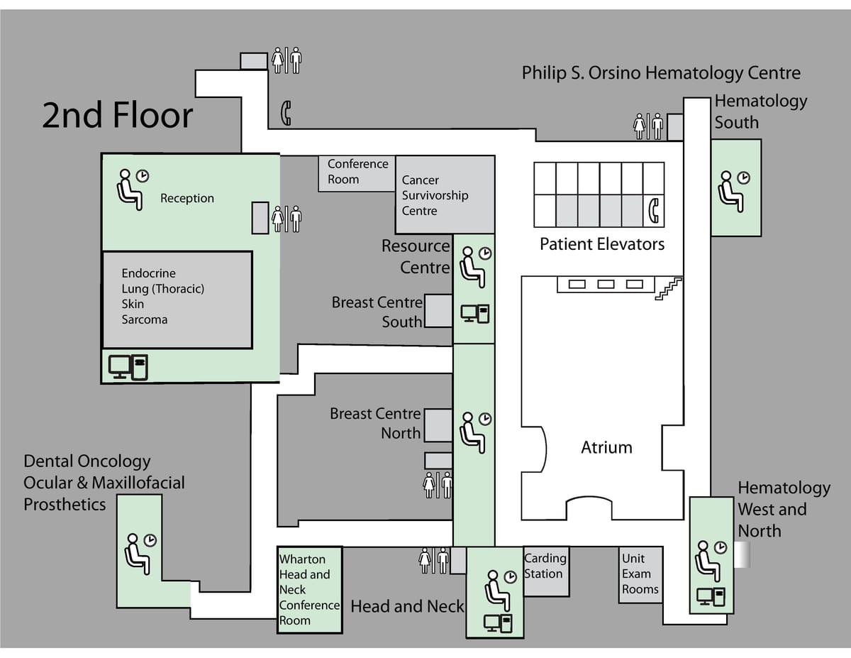 Mapa da Princesa Margaret Cancer Centre Toronto 2º andar