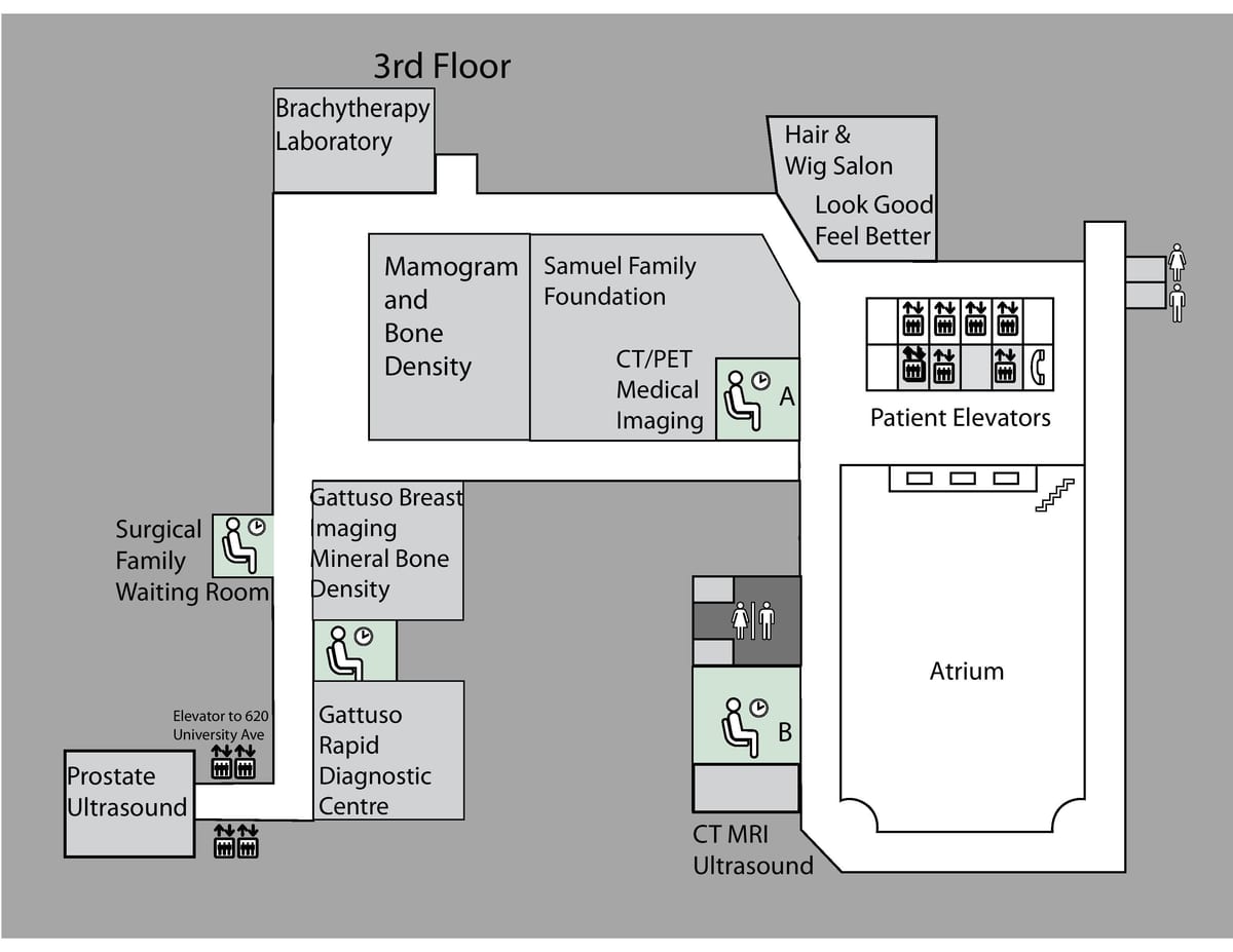 Mapa da Princesa Margaret Cancer Centre de Toronto, 3º andar