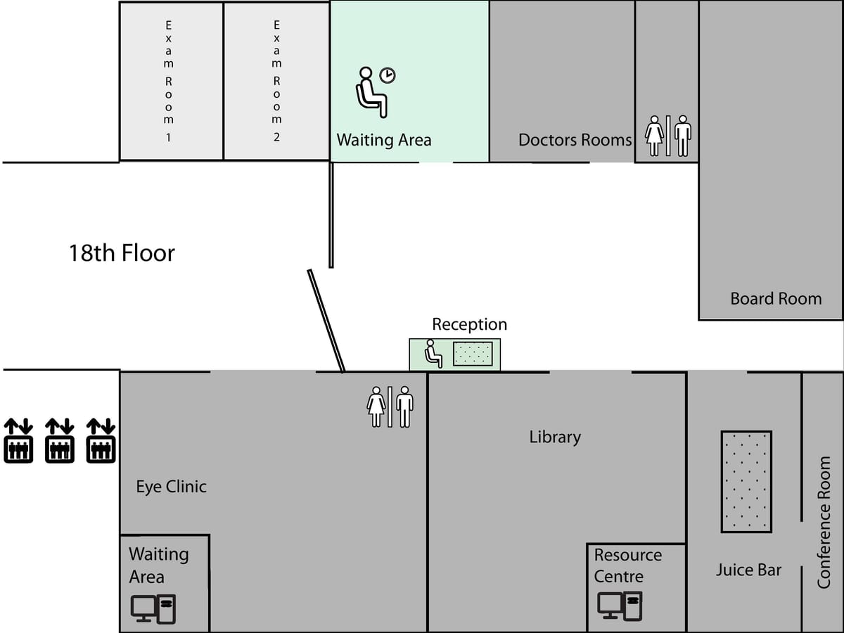 Mapa da Princesa Margaret Cancer Centre de Toronto, 8º andar