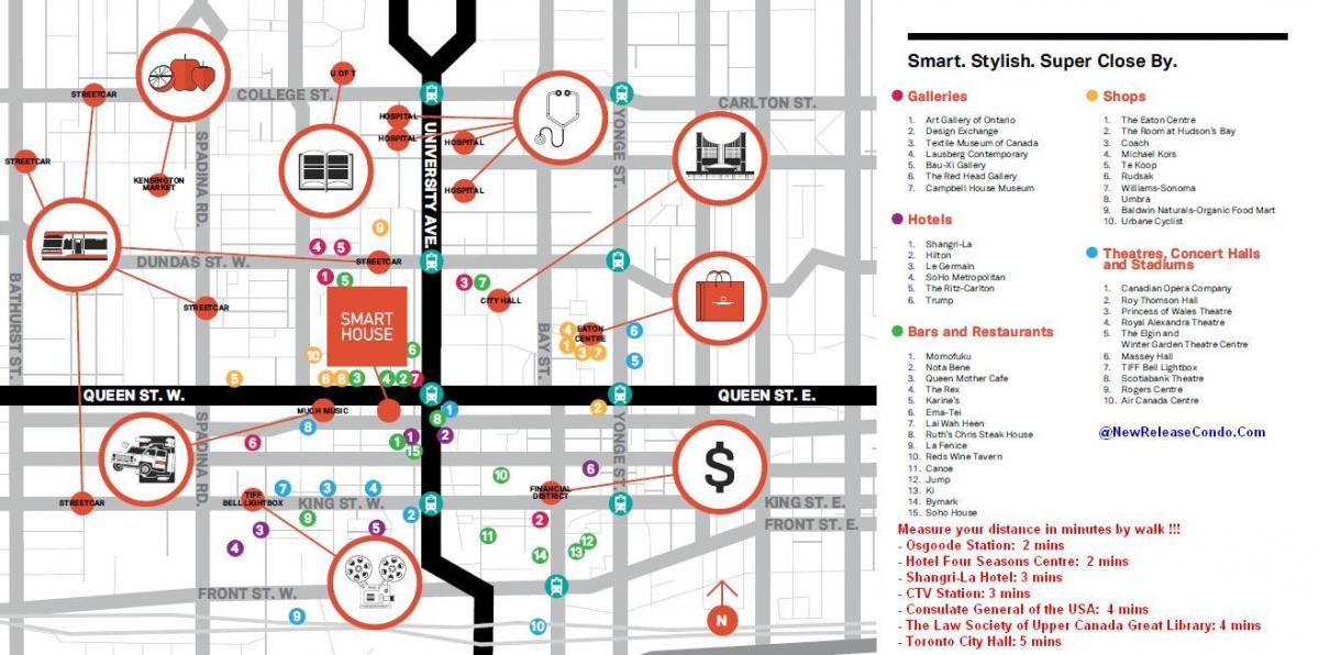 Mapa do Queen street Toronto